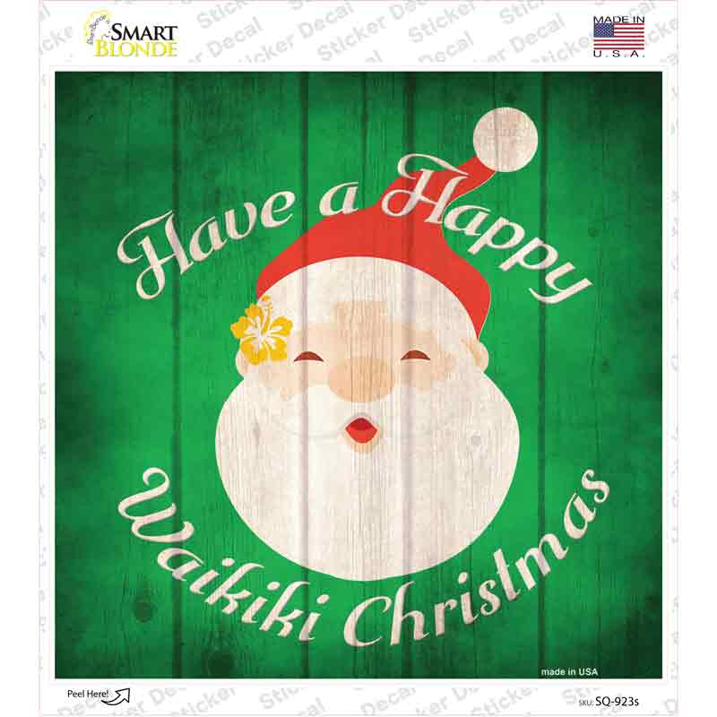SQ-923s-M Waikiki Christmas Novelty Square Sticker Decal - Medium