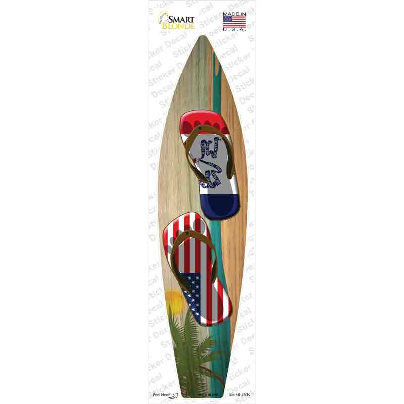 SB-253s-M Iowa Flag Flip Flop Novelty Surfboard Sticker Decal - Medium