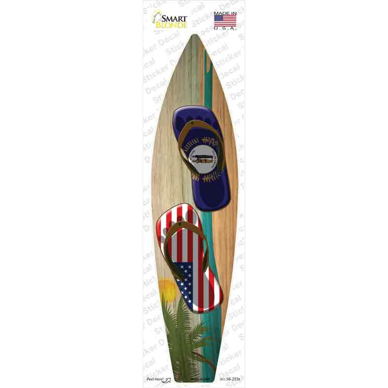 SB-255s-M Kentucky Flag Flip Flop Novelty Surfboard Sticker Decal - Medium