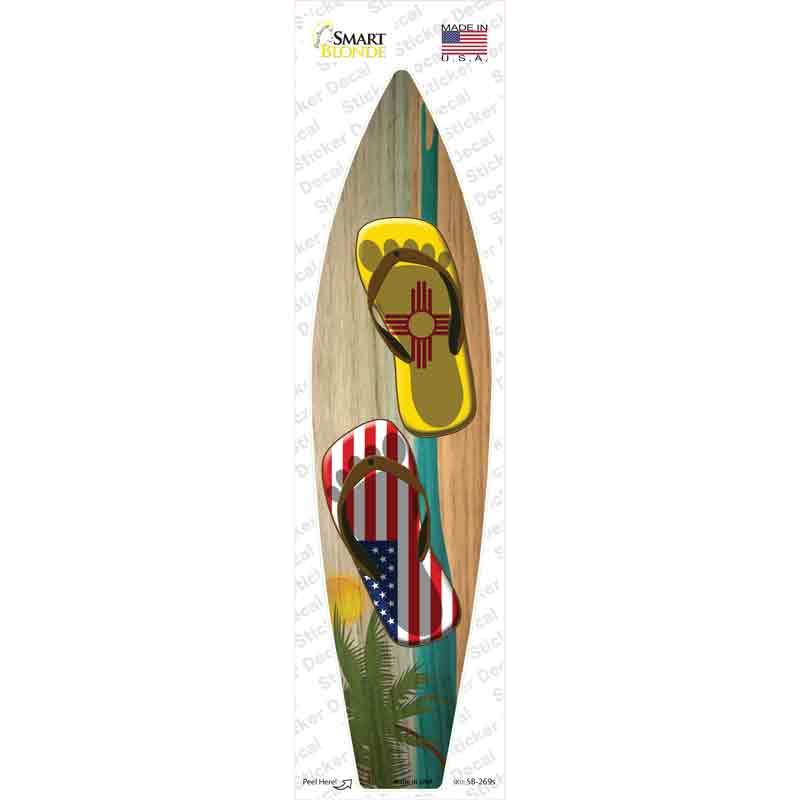 SB-269s-M   Mexico Flag Flip Flop Novelty Surfboard Sticker Decal - Medium