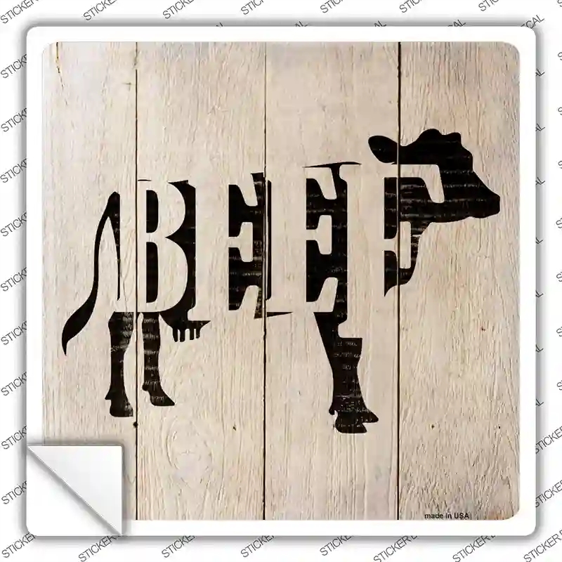 SQ-647s-S Cows Make Beef Novelty Square Sticker Decal - Small