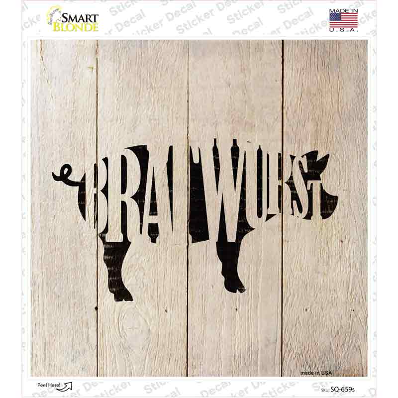 SQ-659s-M Pigs Make Bratwursts Novelty Square Sticker Decal - Medium