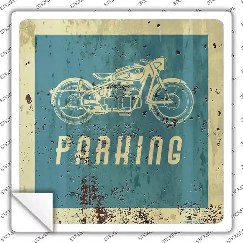 SQ-664s-L Motorcycle Parking Novelty Square Sticker Decal - Large
