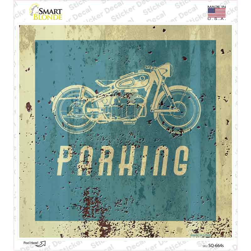 SQ-664s-M Motorcycle Parking Novelty Square Sticker Decal - Medium