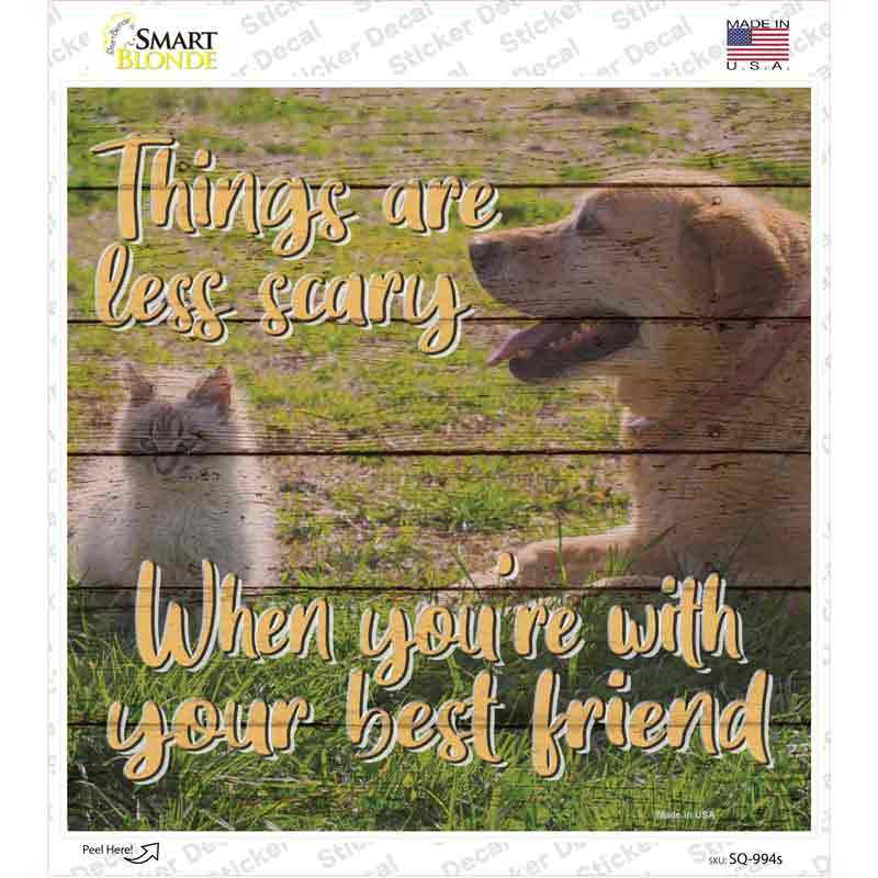 SQ-994s-M Less Scary with Friends Novelty Square Sticker Decal - Medium