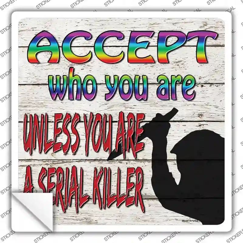 SQ-999s-S Accept Who You Are Novelty Square Sticker Decal - Small
