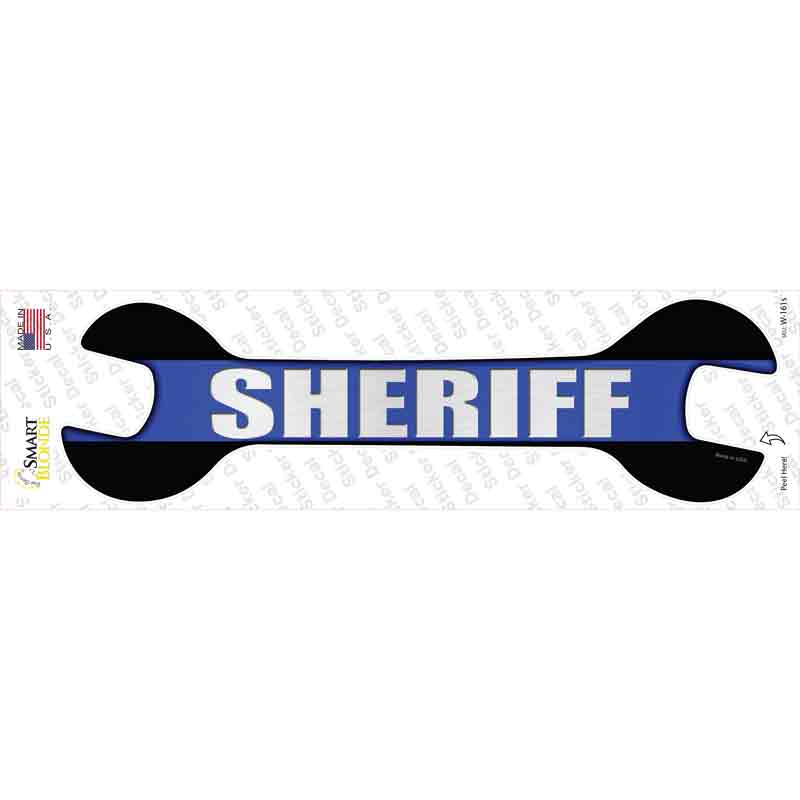W-161s-M Sheriff Thin Blue Line Novelty Wrench Sticker Decal - Medium