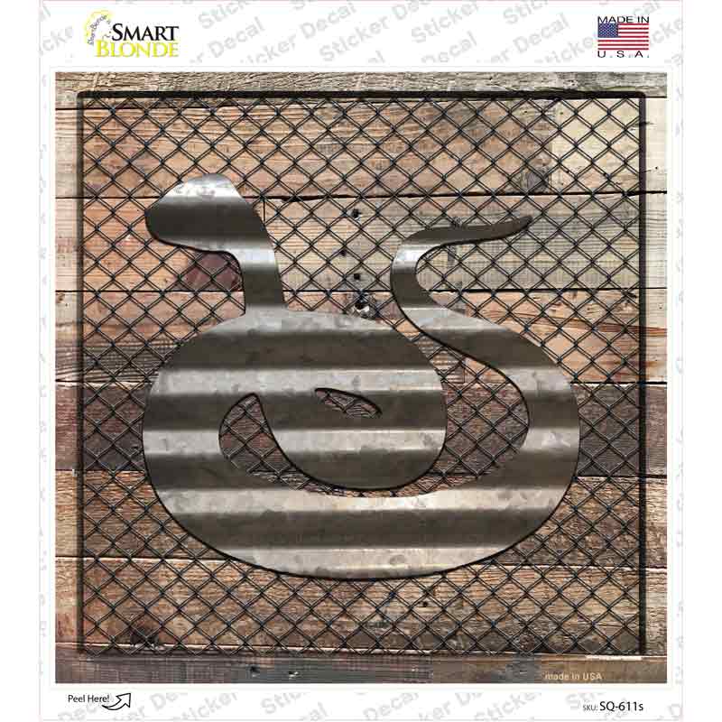 SQ-611s-M Corrugated Snake on Wood Novelty Square Sticker Decal - Medium
