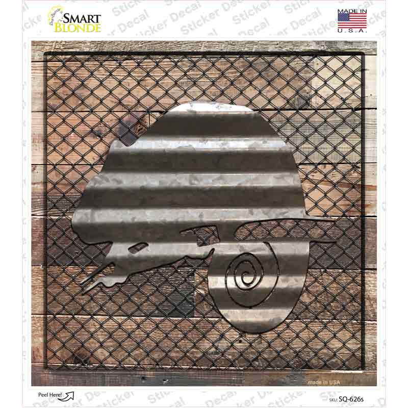 SQ-626s-M Corrugated Chameleon on Wood Novelty Square Sticker Decal - Medium