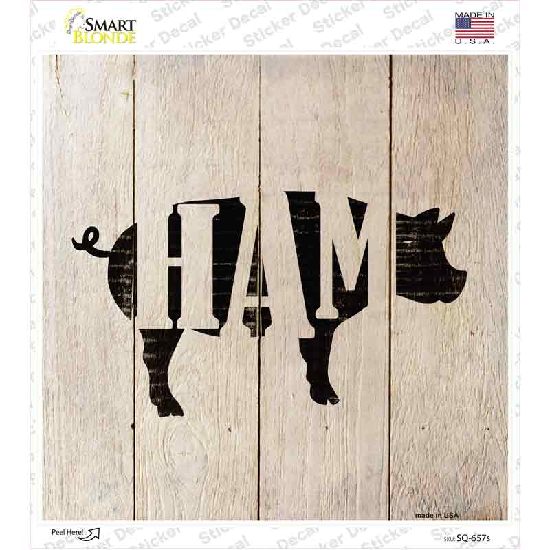 SQ-657s-M Pigs Make Ham Novelty Square Sticker Decal - Medium