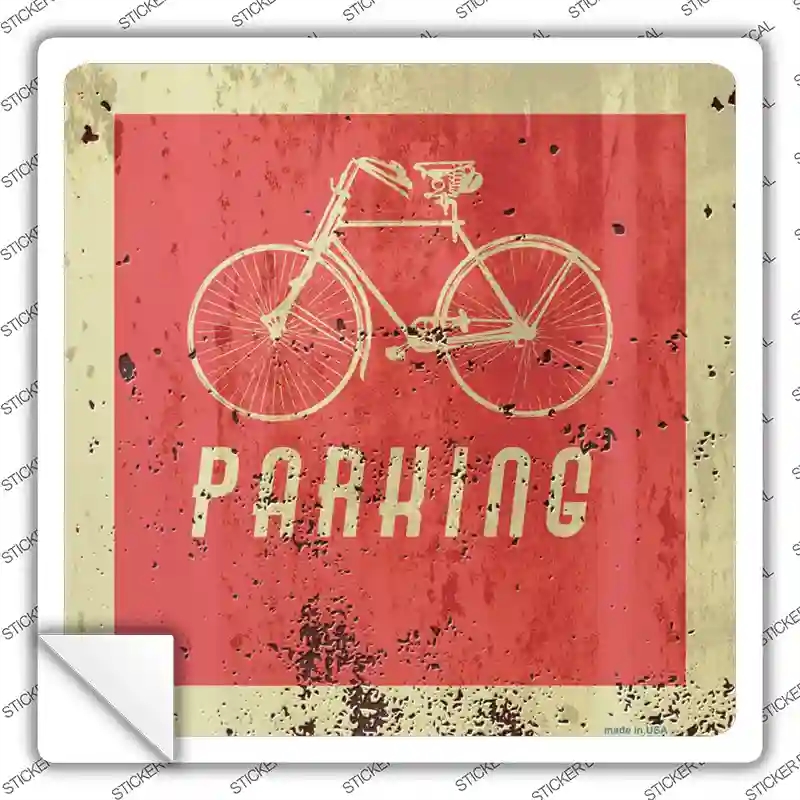 SQ-663s-S Bicycle Parking Novelty Square Sticker Decal - Small