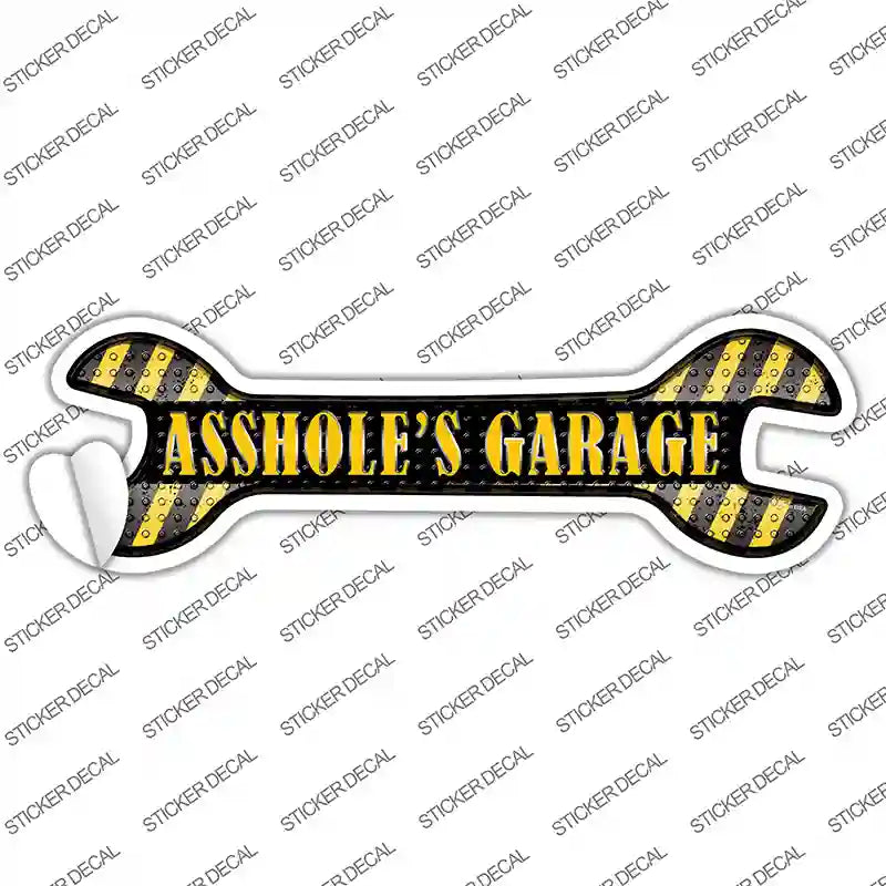 W-040s-S Assholes Garage Novelty Wrench Sticker Decal - Small