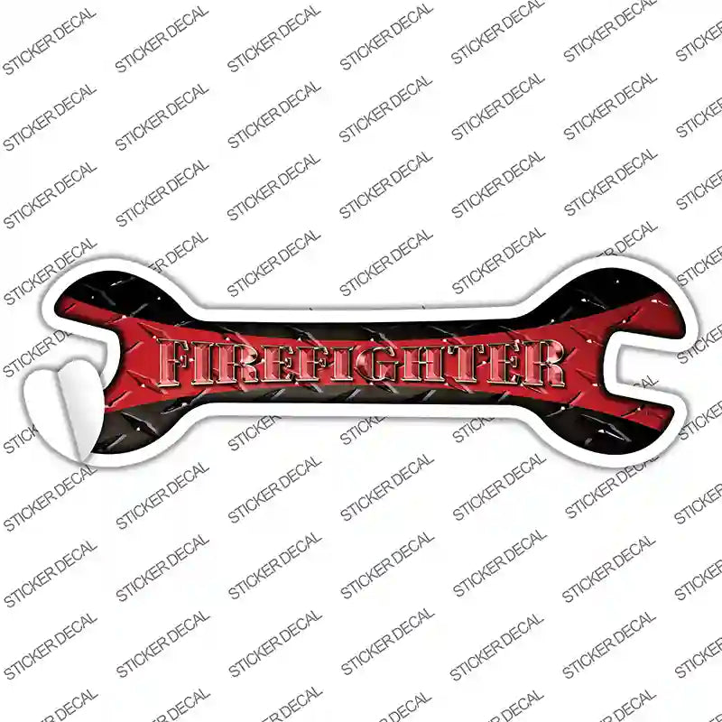 W-050s-XL Firefighter Novelty Wrench Sticker Decal - Extra Large