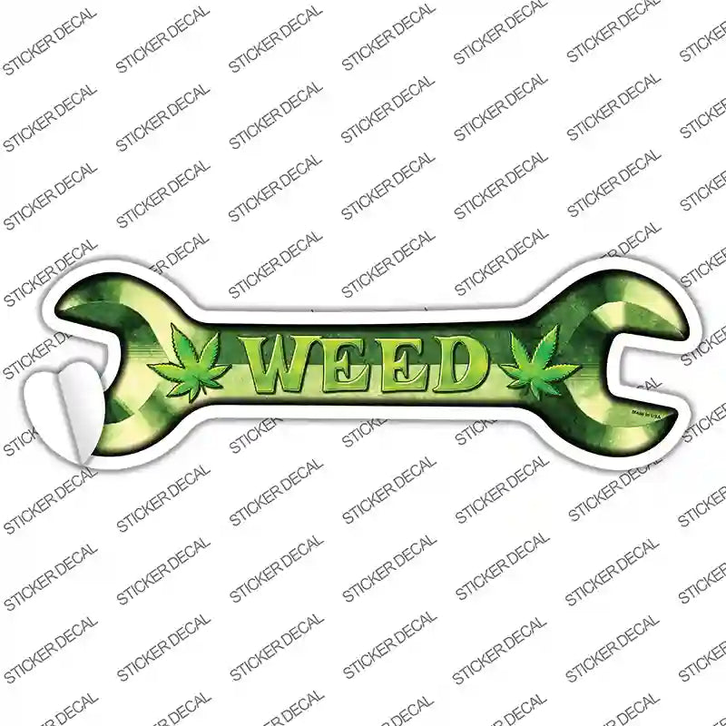 W-071s-XL Weed Novelty Wrench Sticker Decal - Extra Large