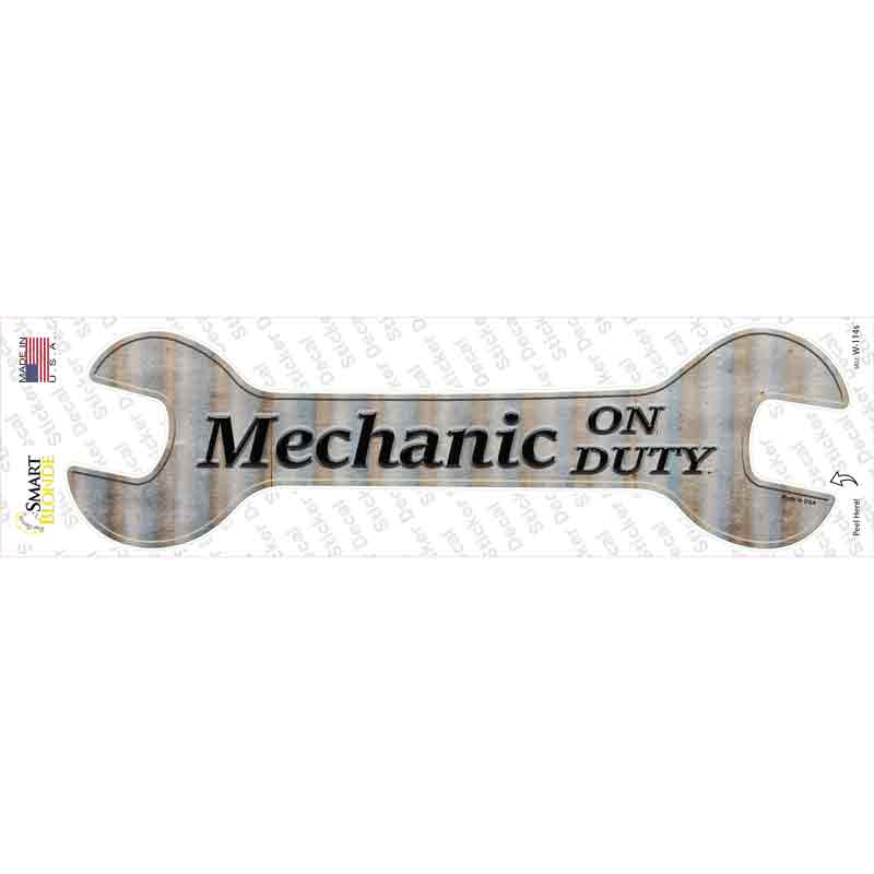 W-114s-M Mechanic on Duty Novelty Wrench Sticker Decal - Medium