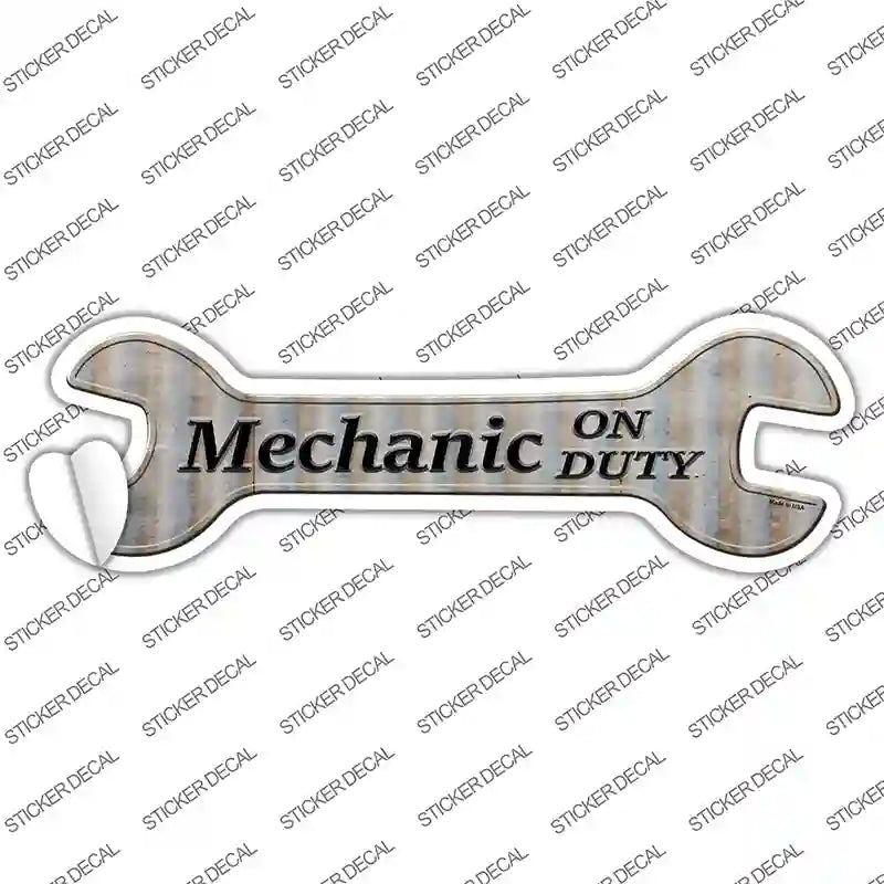 W-114s-S Mechanic on Duty Novelty Wrench Sticker Decal - Small