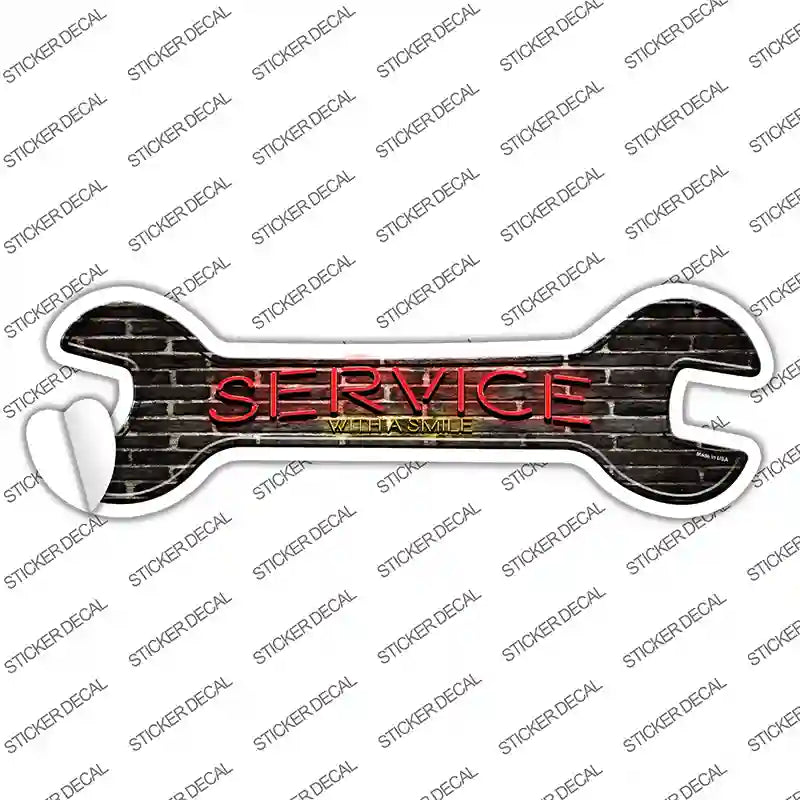 W-126s-XL Service with A Smile Novelty Wrench Sticker Decal - Extra Large