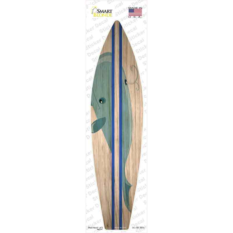 SB-391s-M Whale Blue Striped Novelty Surfboard Sticker Decal - Medium