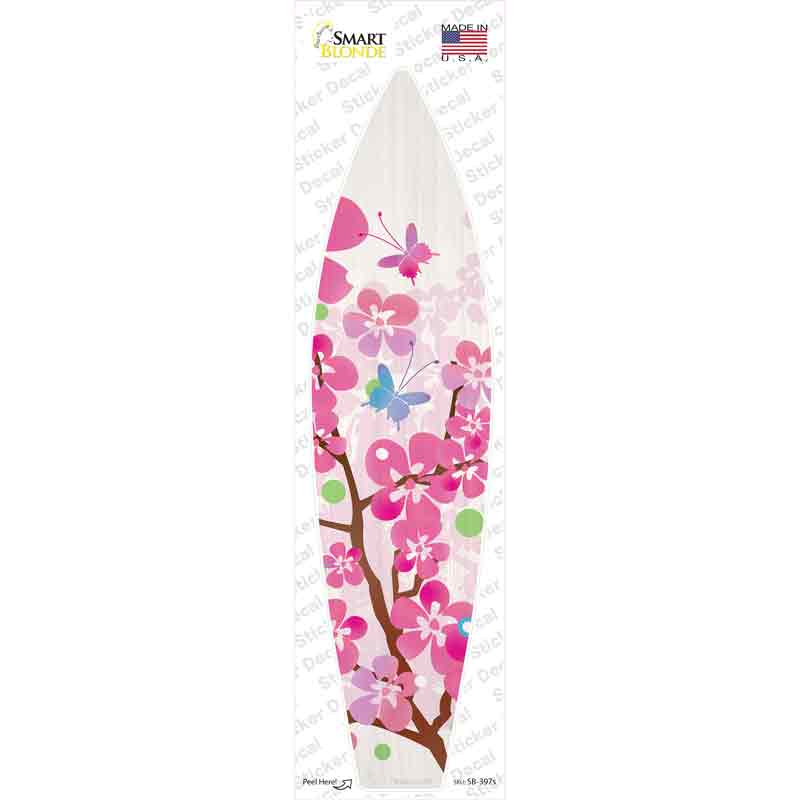 SB-397s-M Pink Flowers Novelty Surfboard Sticker Decal - Medium