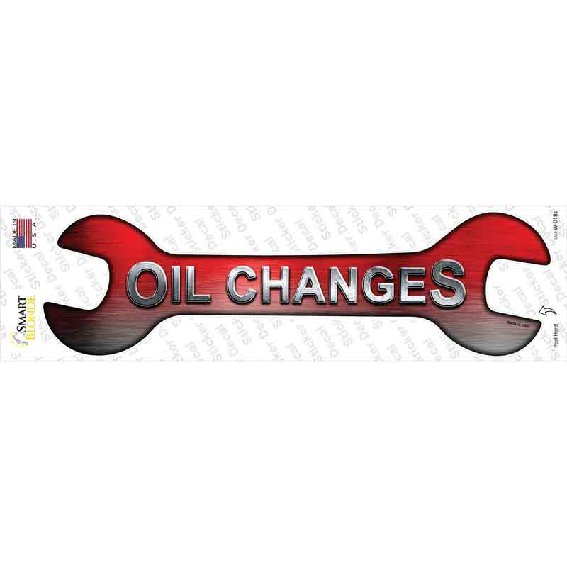 W-018s-M Oil Changes Novelty Wrench Sticker Decal - Medium