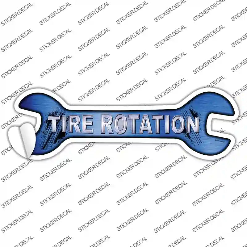 W-019s-S Tire Rotation Novelty Wrench Sticker Decal - Small