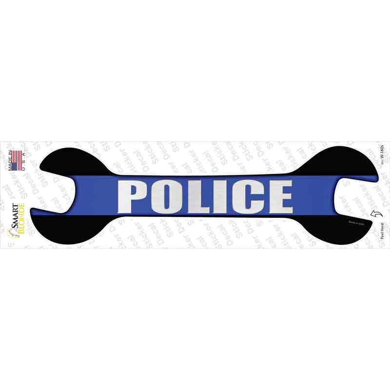 W-160s-M Police Thin Blue Line Novelty Wrench Sticker Decal - Medium