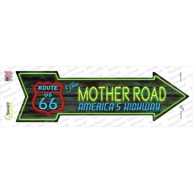 A-284s-M Route 66 Mother Road Neon Novelty Arrow Sticker Decal - Medium