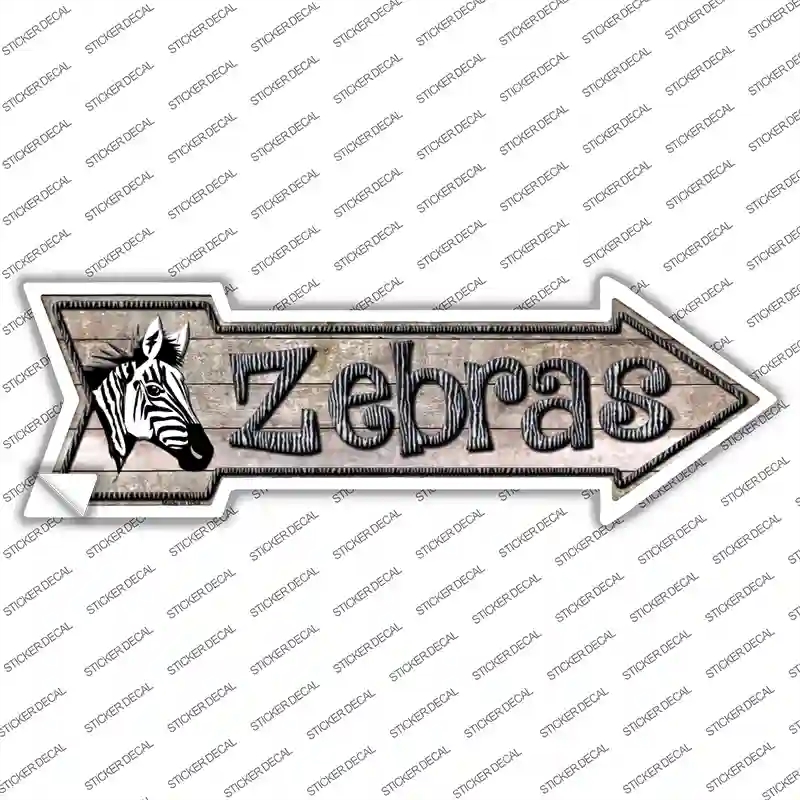 A-289s-L Zebras Novelty Arrow Sticker Decal - Large