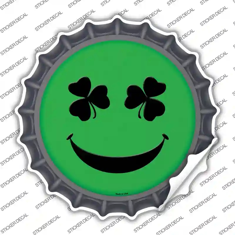 BC-651s-L Shamrock Smiling Face Novelty Bottle Cap Sticker Decal - Large
