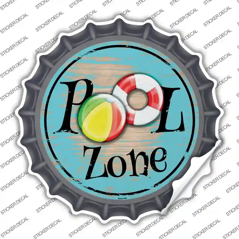 BC-891s-L Pool Zone Novelty Bottle Cap Sticker Decal - Large