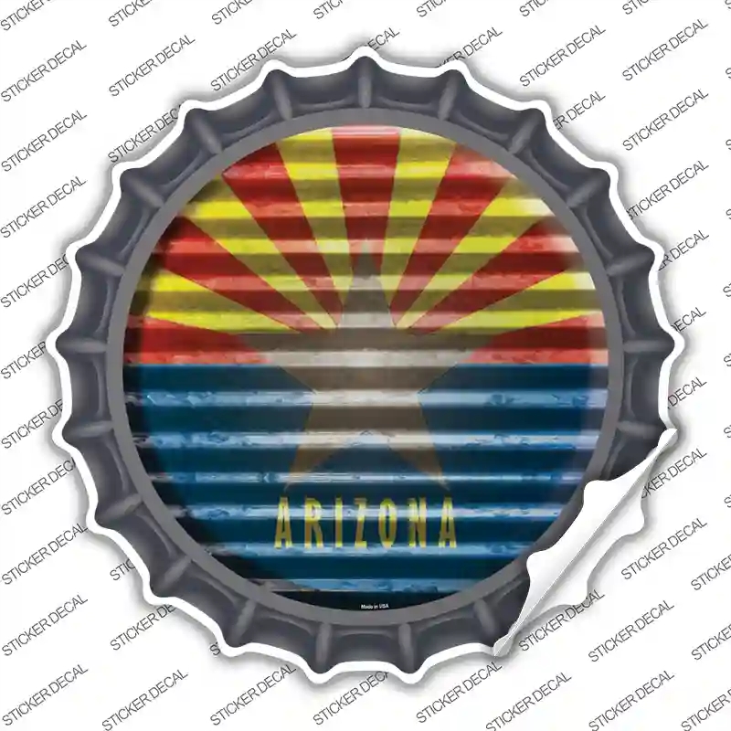 BC-913s-S Arizona Flag Corrugated Novelty Bottle Cap Sticker Decal - Small