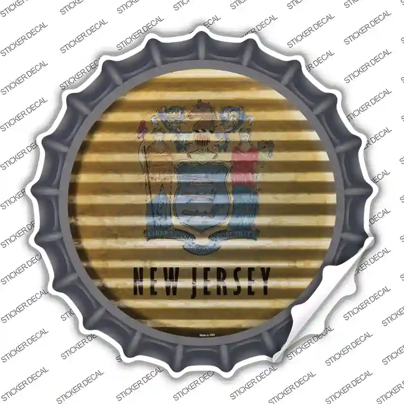 BC-940s-L   Jersey Flag Corrugated Novelty Bottle Cap Sticker Decal - Large