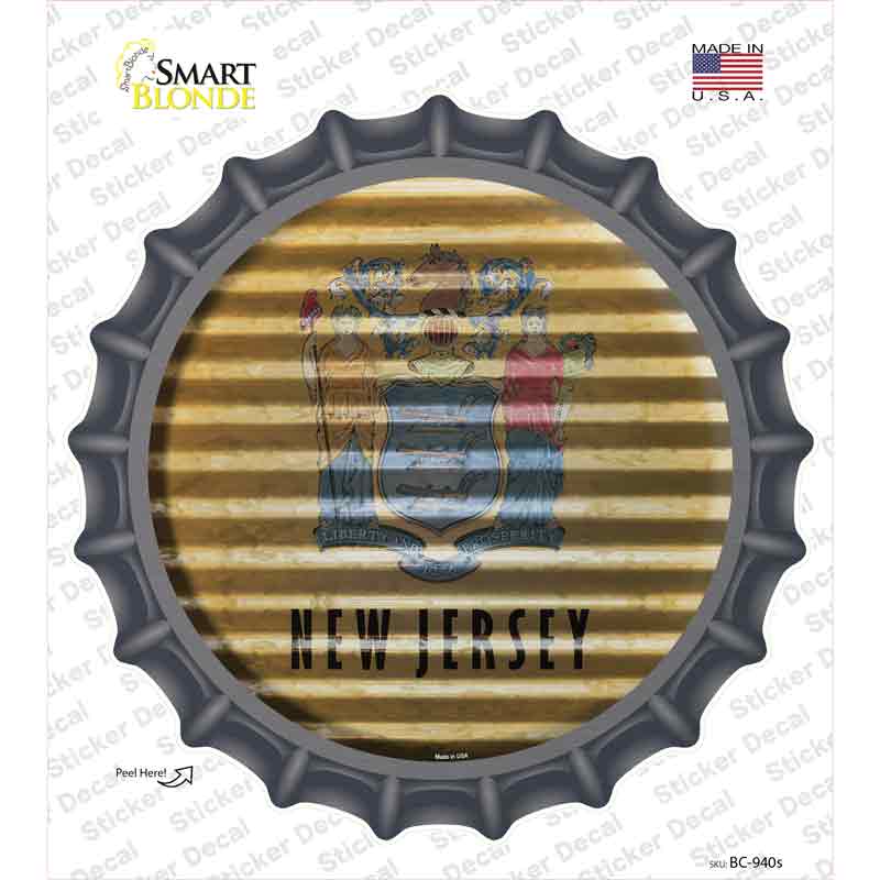 BC-940s-M   Jersey Flag Corrugated Novelty Bottle Cap Sticker Decal - Medium