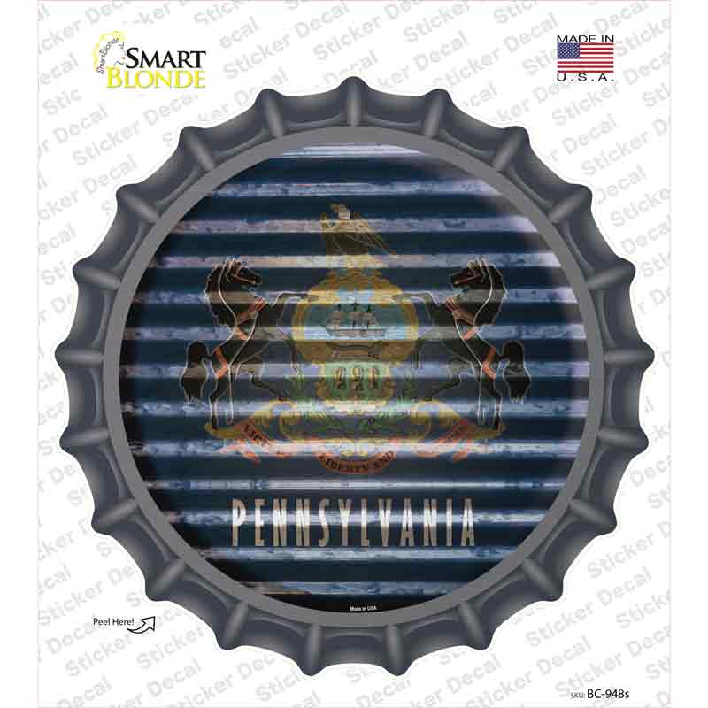 BC-948s-M Pennsylvania Flag Corrugated Novelty Bottle Cap Sticker Decal - Medium