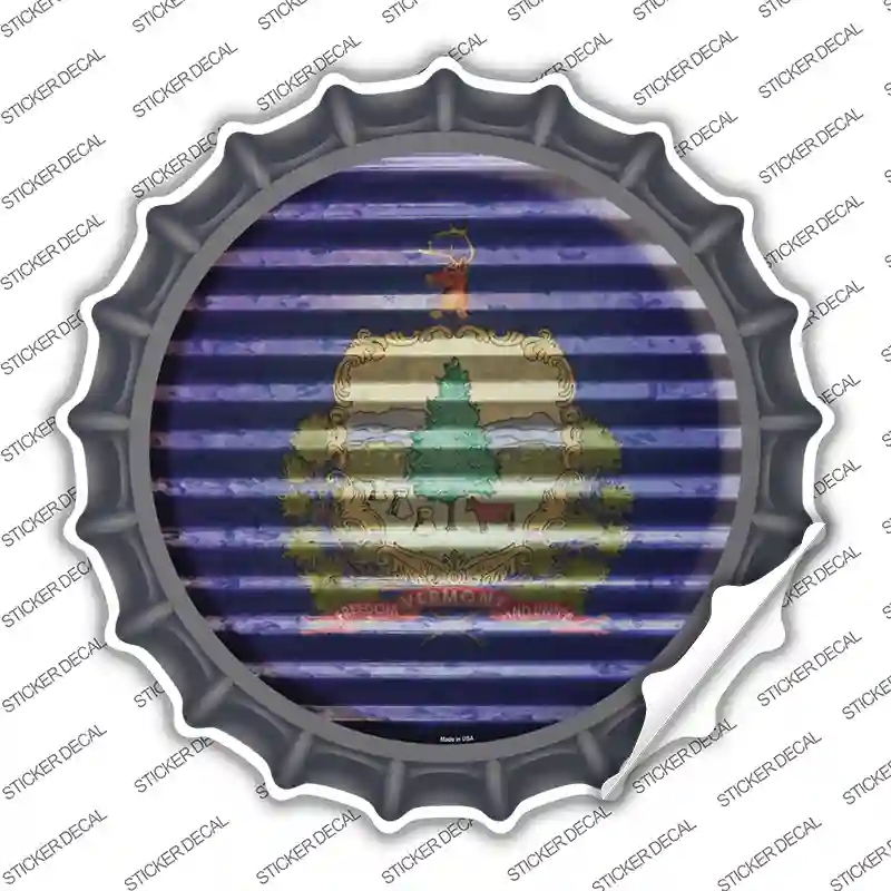 BC-955s-S Vermont Flag Corrugated Novelty Bottle Cap Sticker Decal - Small