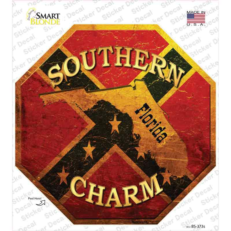 BS-373s-M Southern Charm Florida Novelty Octagon Sticker Decal - Medium