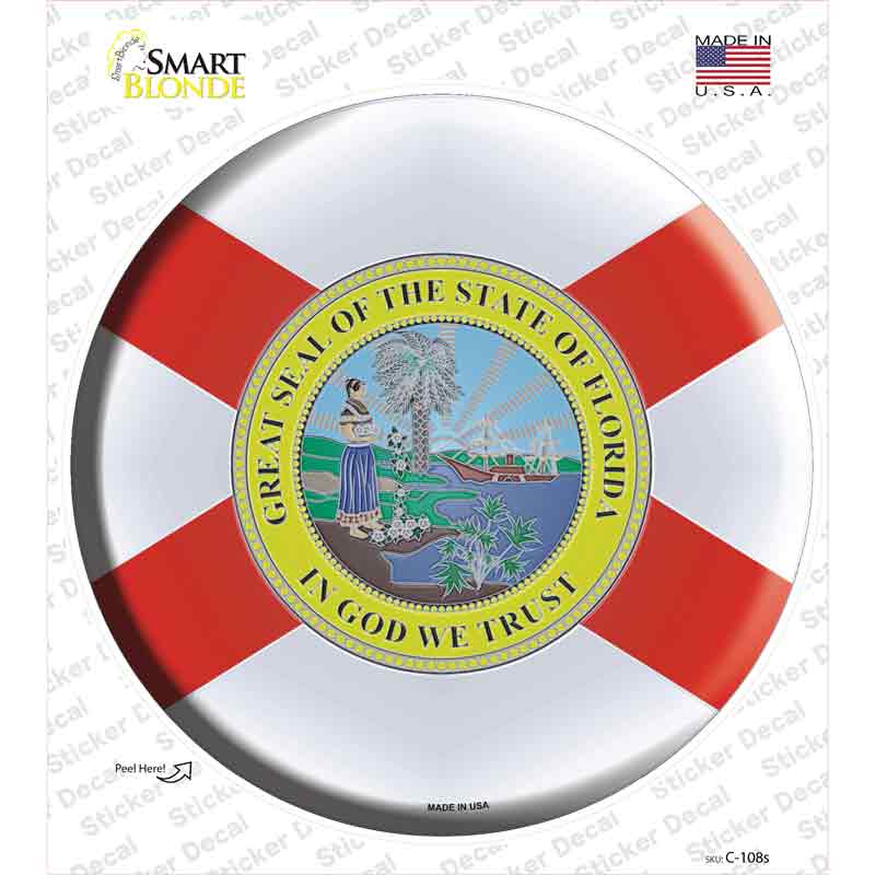 C-108s-M Florida State Flag Novelty Circle Sticker Decal - Medium