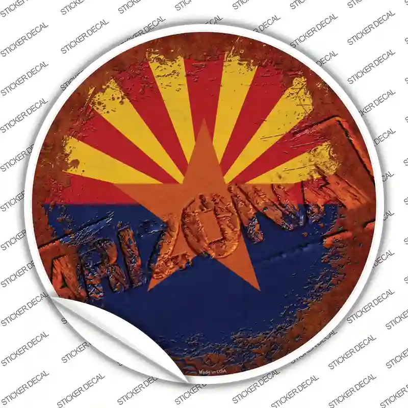 C-1168s-S Arizona Rusty Stamped Novelty Circle Sticker Decal - Small