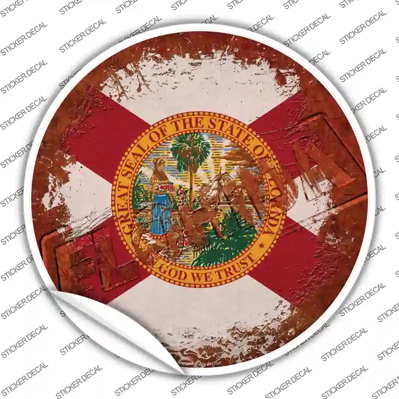 C-1174s-XL Florida Rusty Stamped Novelty Circle Sticker Decal - Extra Large