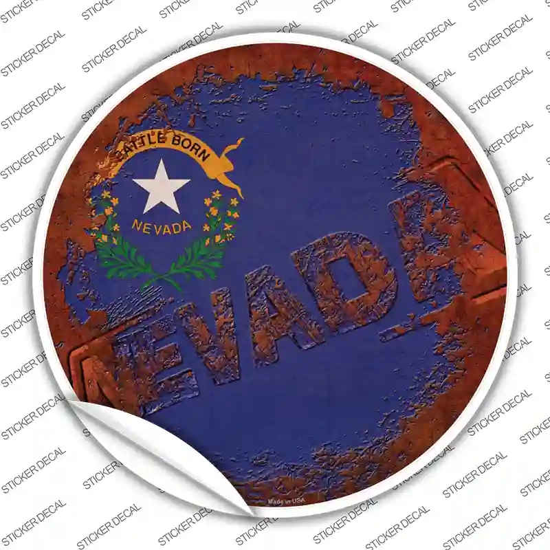 C-1193s-L Nevada Rusty Stamped Novelty Circle Sticker Decal - Large
