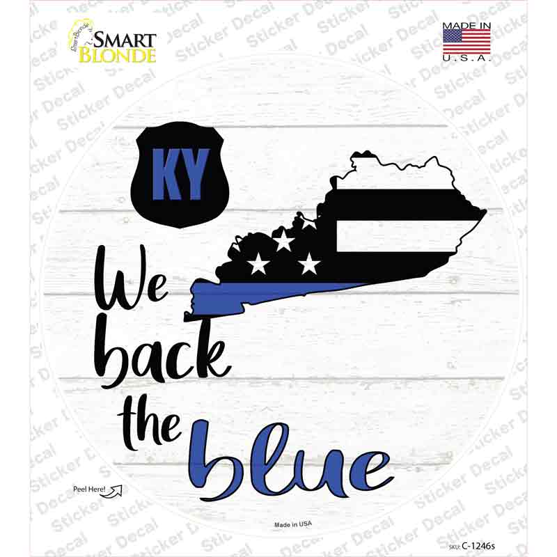 C-1246s-M Kentucky Back the Blue Novelty Circle Sticker Decal - Medium