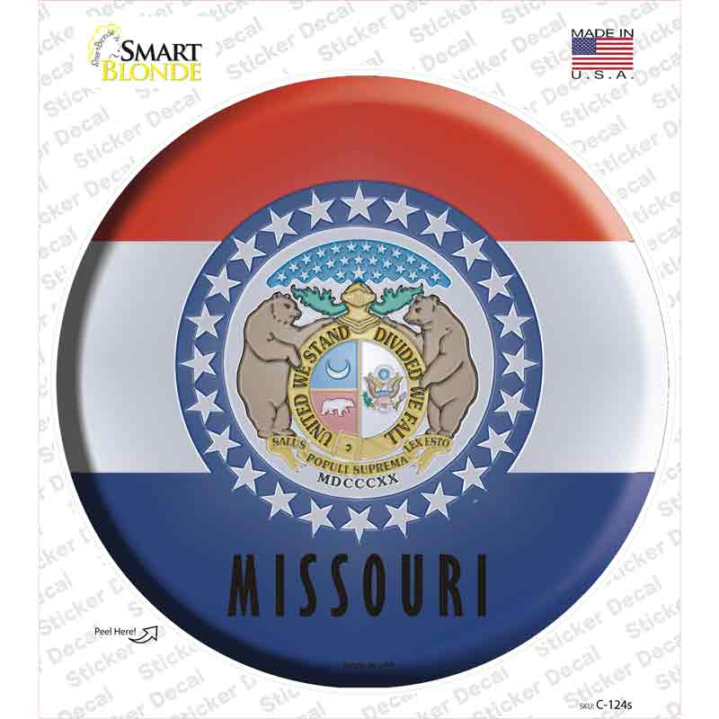 C-124s-M Missouri State Flag Novelty Circle Sticker Decal - Medium