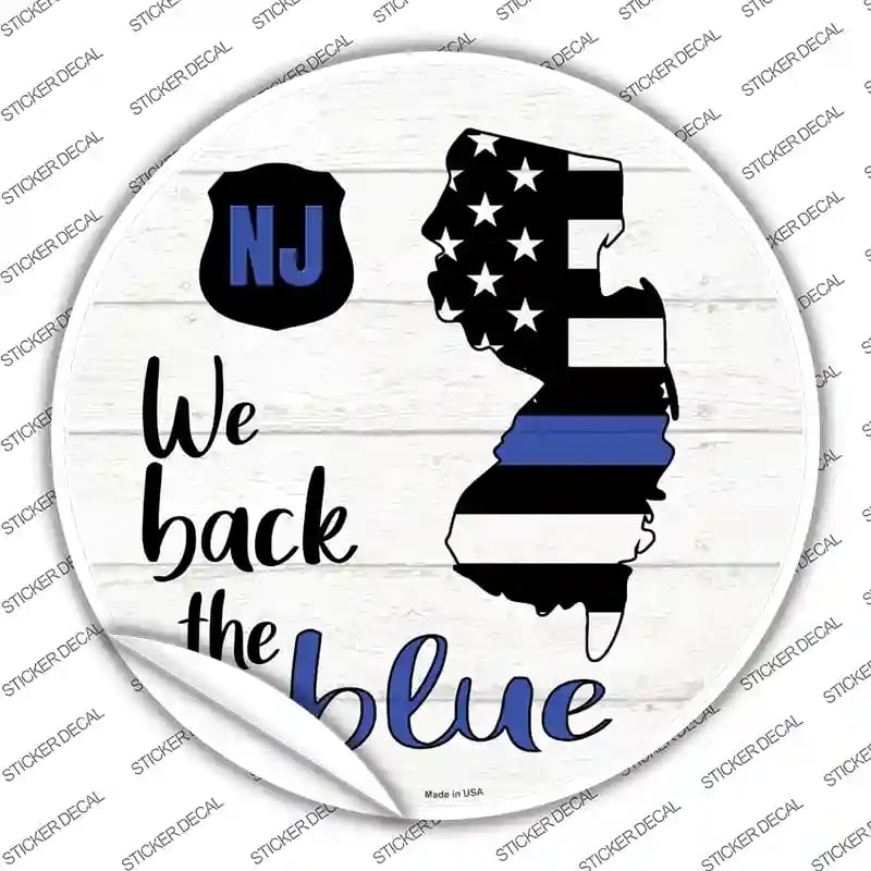 C-1259s-S   Jersey Back the Blue Novelty Circle Sticker Decal - Small