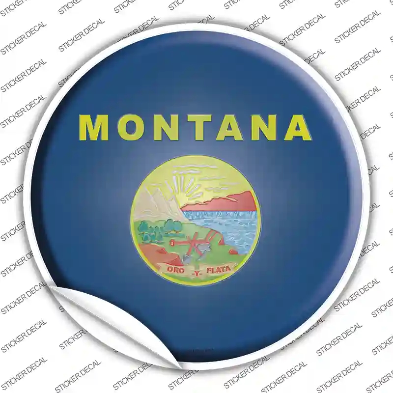C-125s-L Montana State Flag Novelty Circle Sticker Decal - Large