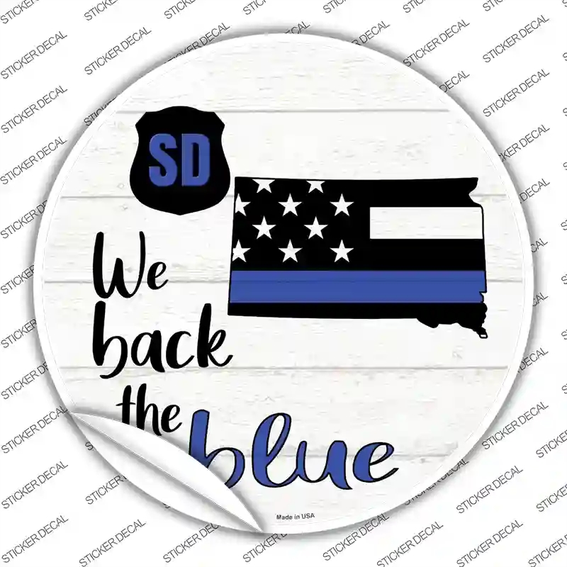 C-1270s-S South Dakota Back the Blue Novelty Circle Sticker Decal - Small