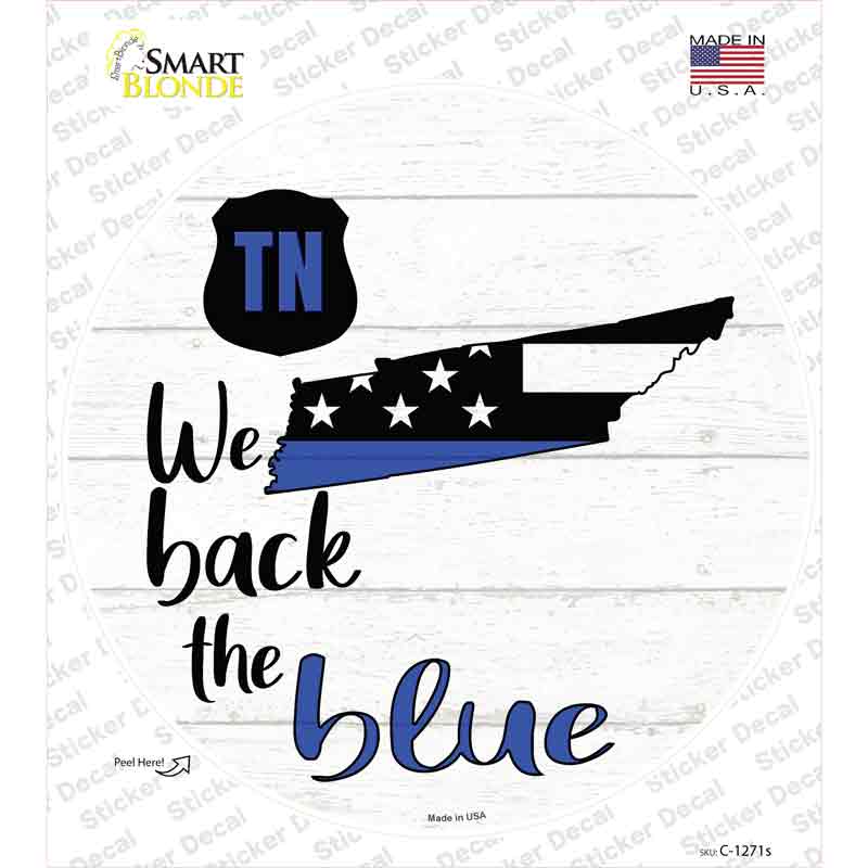 C-1271s-M Tennessee Back the Blue Novelty Circle Sticker Decal - Medium