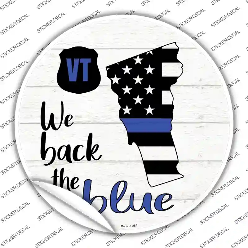C-1274s-S Vermont Back the Blue Novelty Circle Sticker Decal - Small