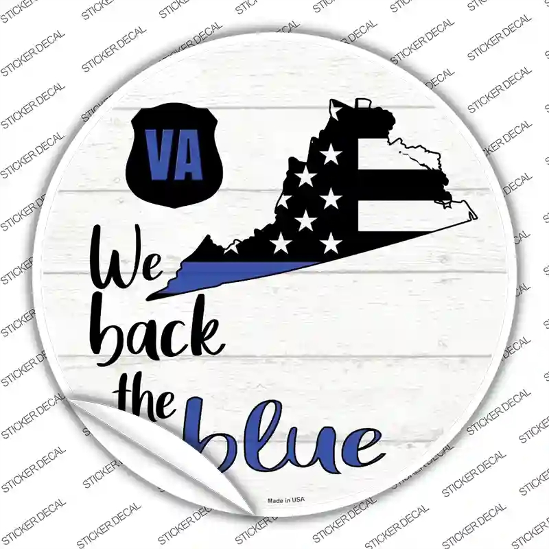 C-1275s-S Virginia Back the Blue Novelty Circle Sticker Decal - Small