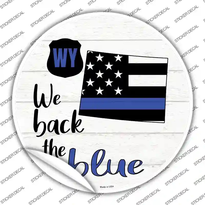 C-1279s-XL Wyoming Back the Blue Novelty Circle Sticker Decal - Extra Large