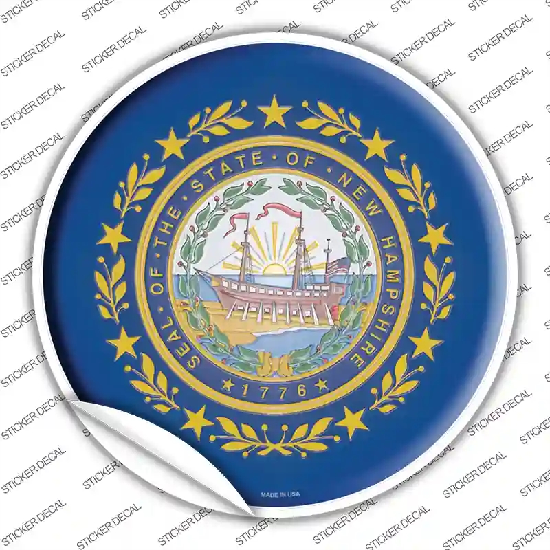 C-128s-S   Hampshire State Flag Novelty Circle Sticker Decal - Small